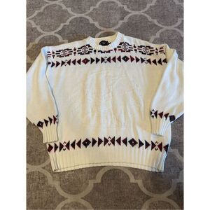 Lake harmony rowing club vintage knit fair isle sweater Indian and buffalo knit